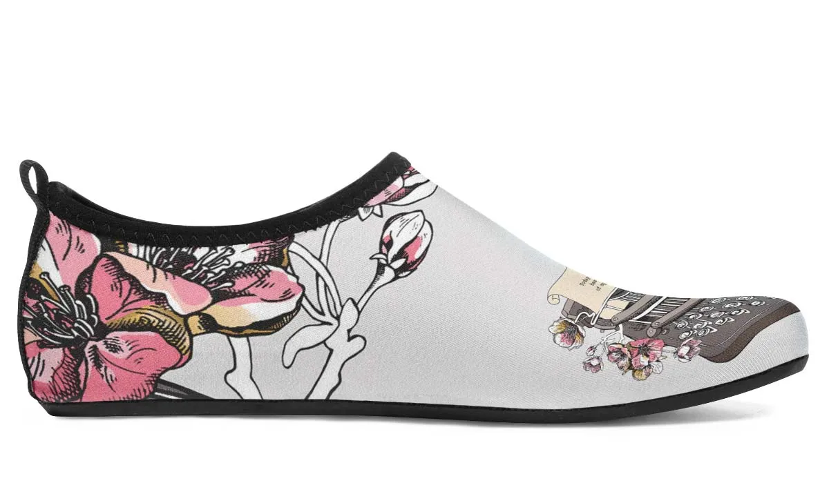 Floral Typewriter Aqua Barefoot Shoes