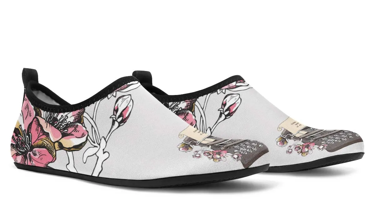 Floral Typewriter Aqua Barefoot Shoes