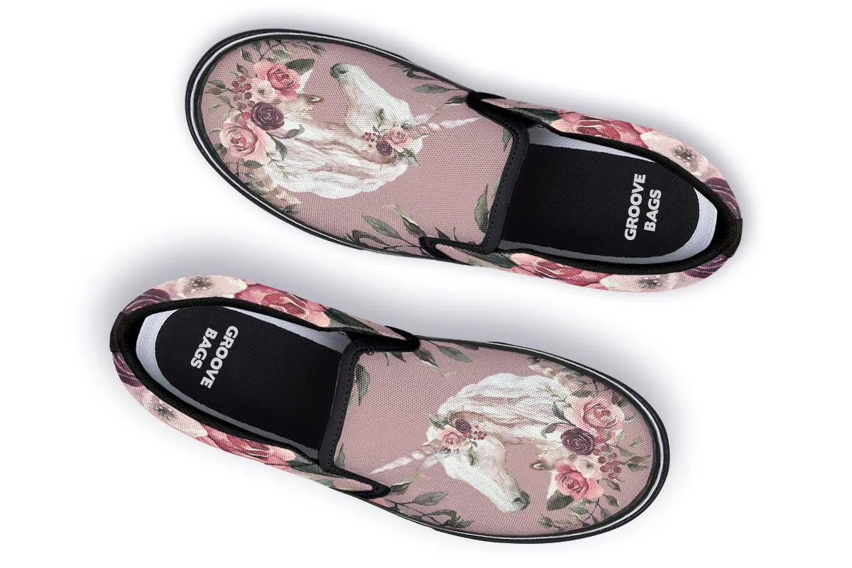 Floral Unicorn Slip-On Shoes