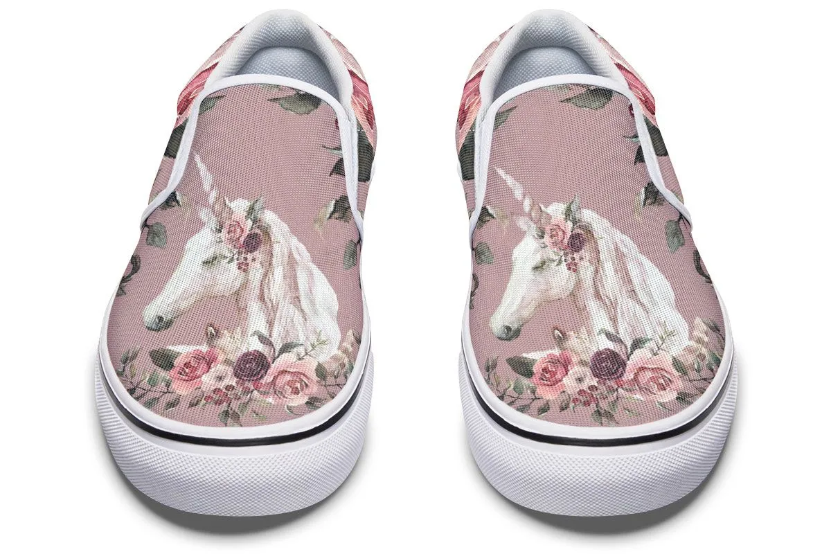 Floral Unicorn Slip-On Shoes
