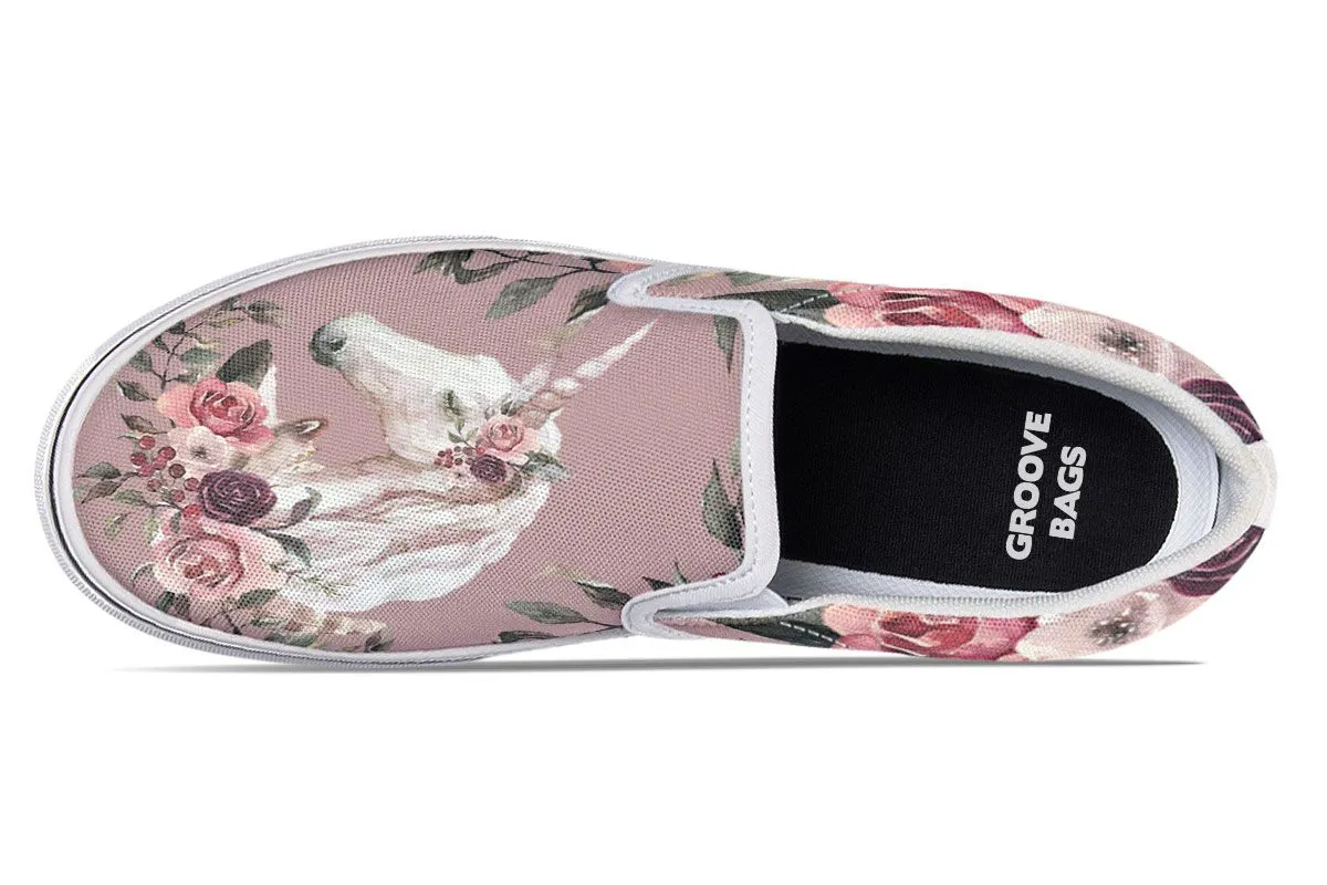 Floral Unicorn Slip-On Shoes