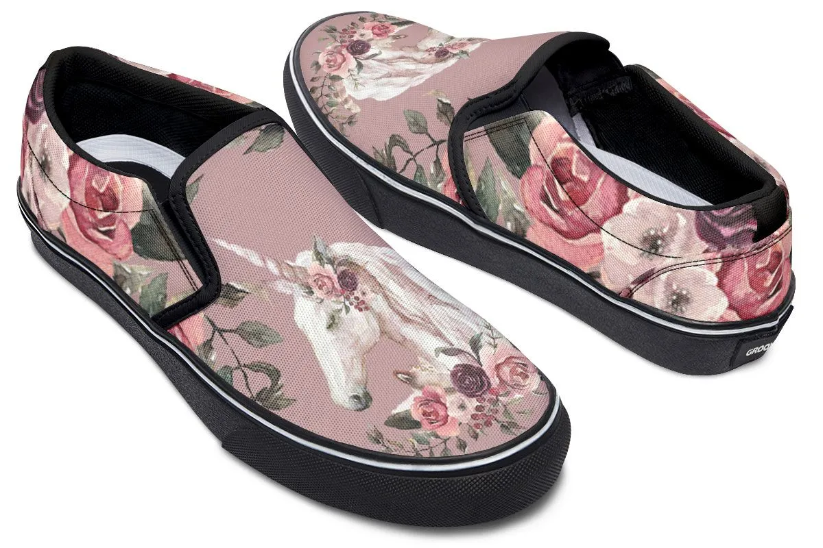 Floral Unicorn Slip-On Shoes