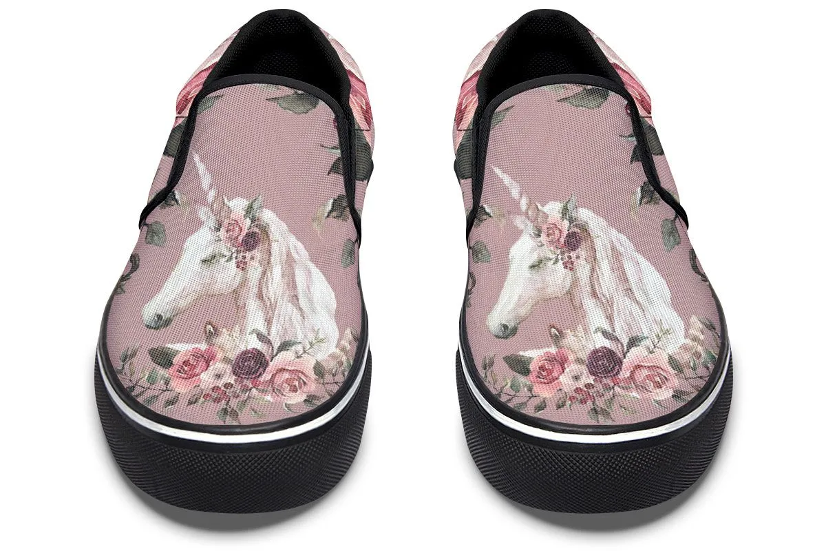 Floral Unicorn Slip-On Shoes