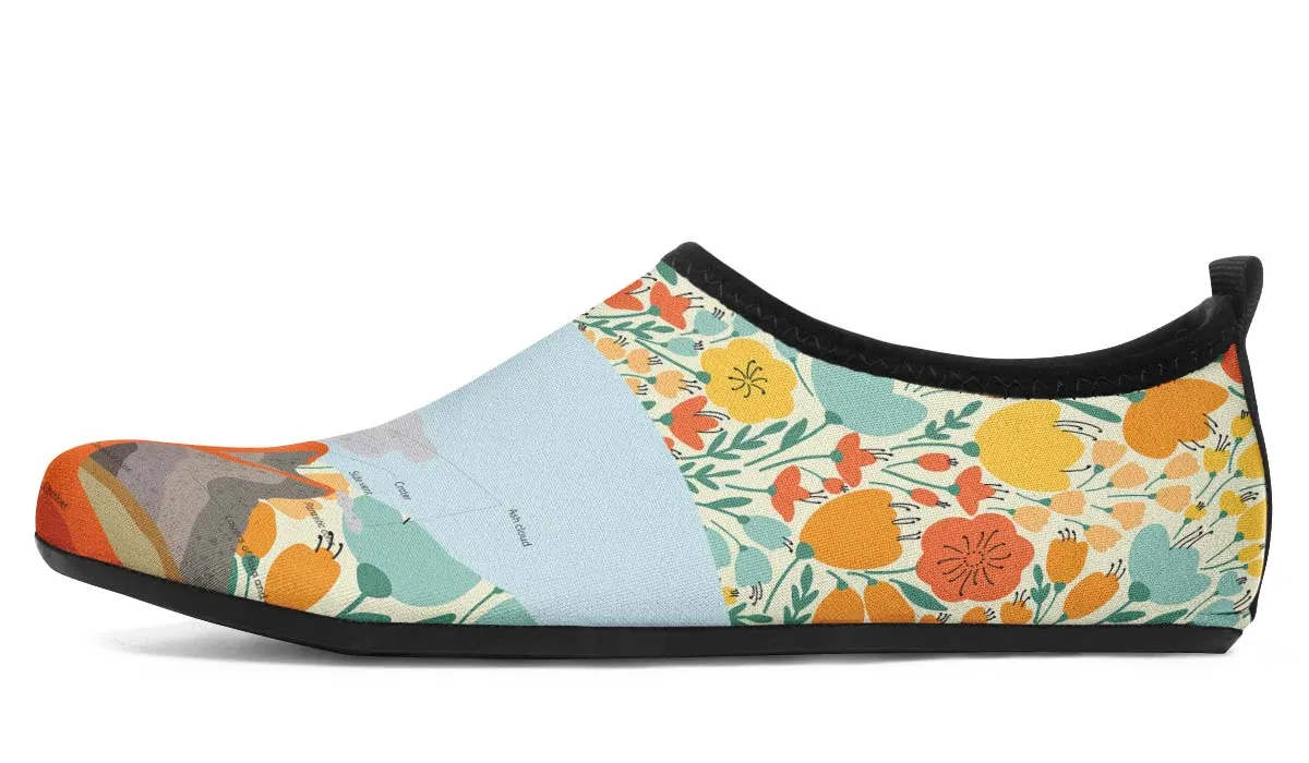Floral Volcano Aqua Barefoot Shoes