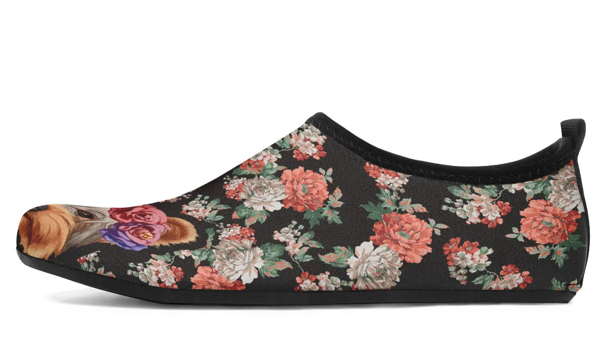 Floral Yorkie Aqua Barefoot Shoes