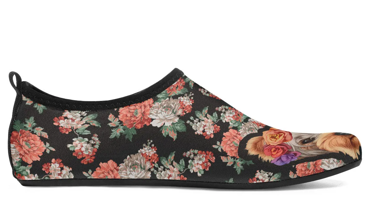 Floral Yorkie Aqua Barefoot Shoes