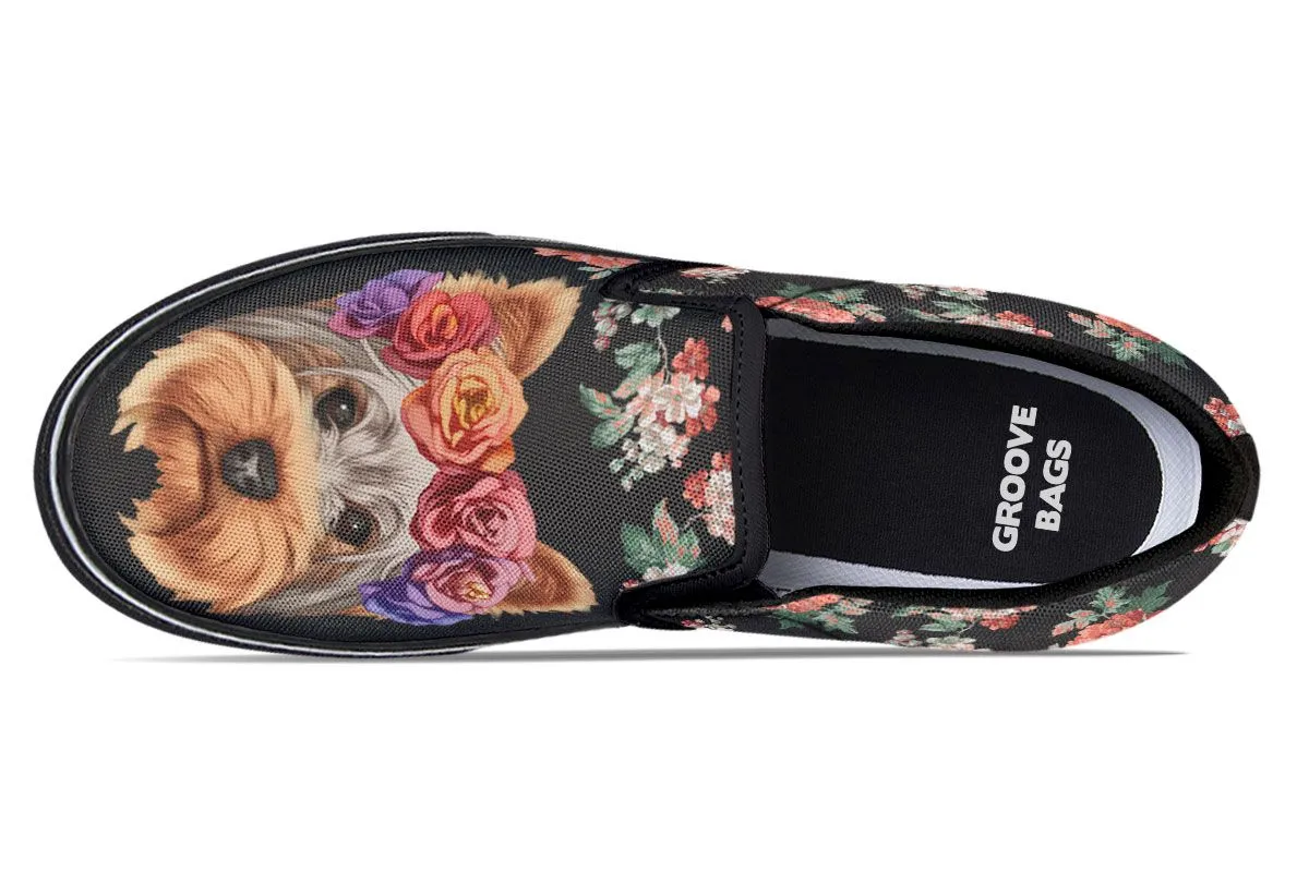 Floral Yorkie Slip-On Shoes
