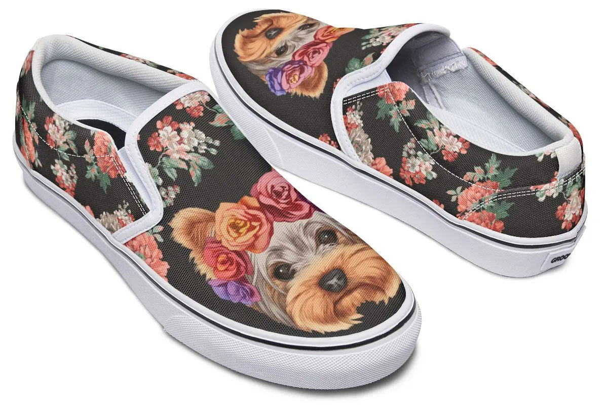 Floral Yorkie Slip-On Shoes