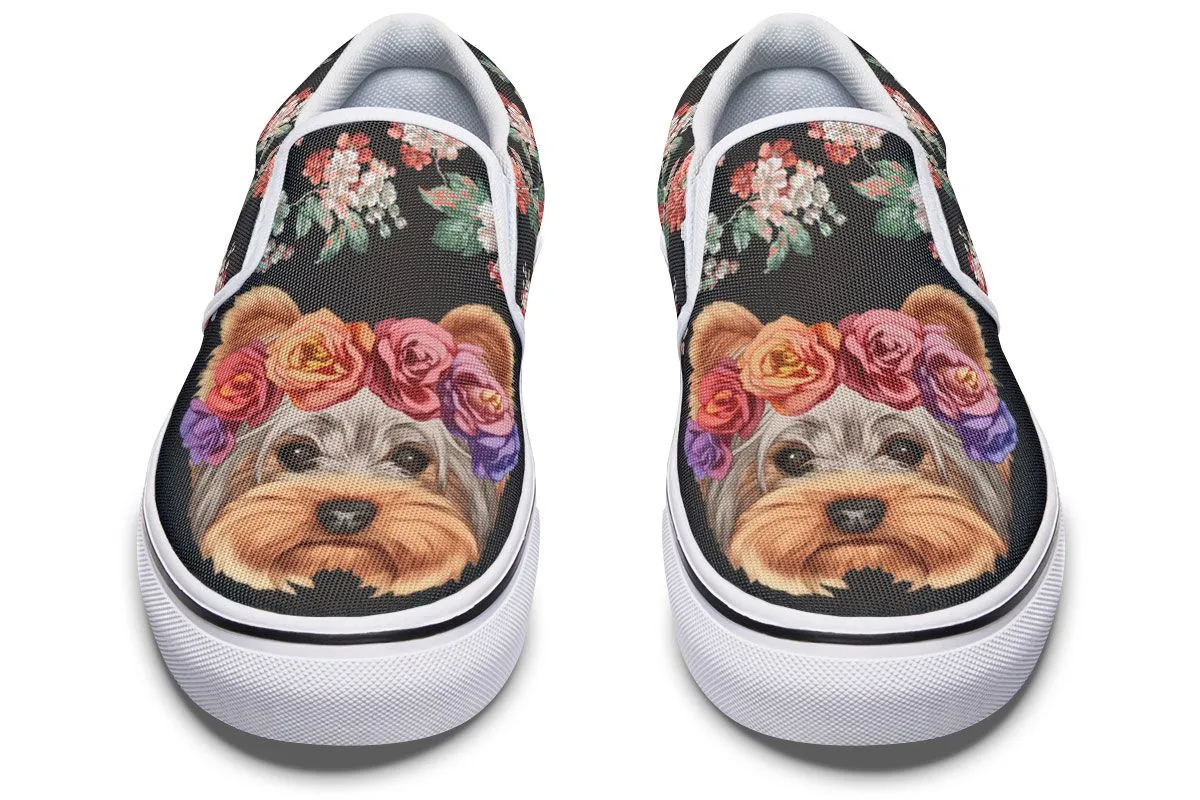 Floral Yorkie Slip-On Shoes