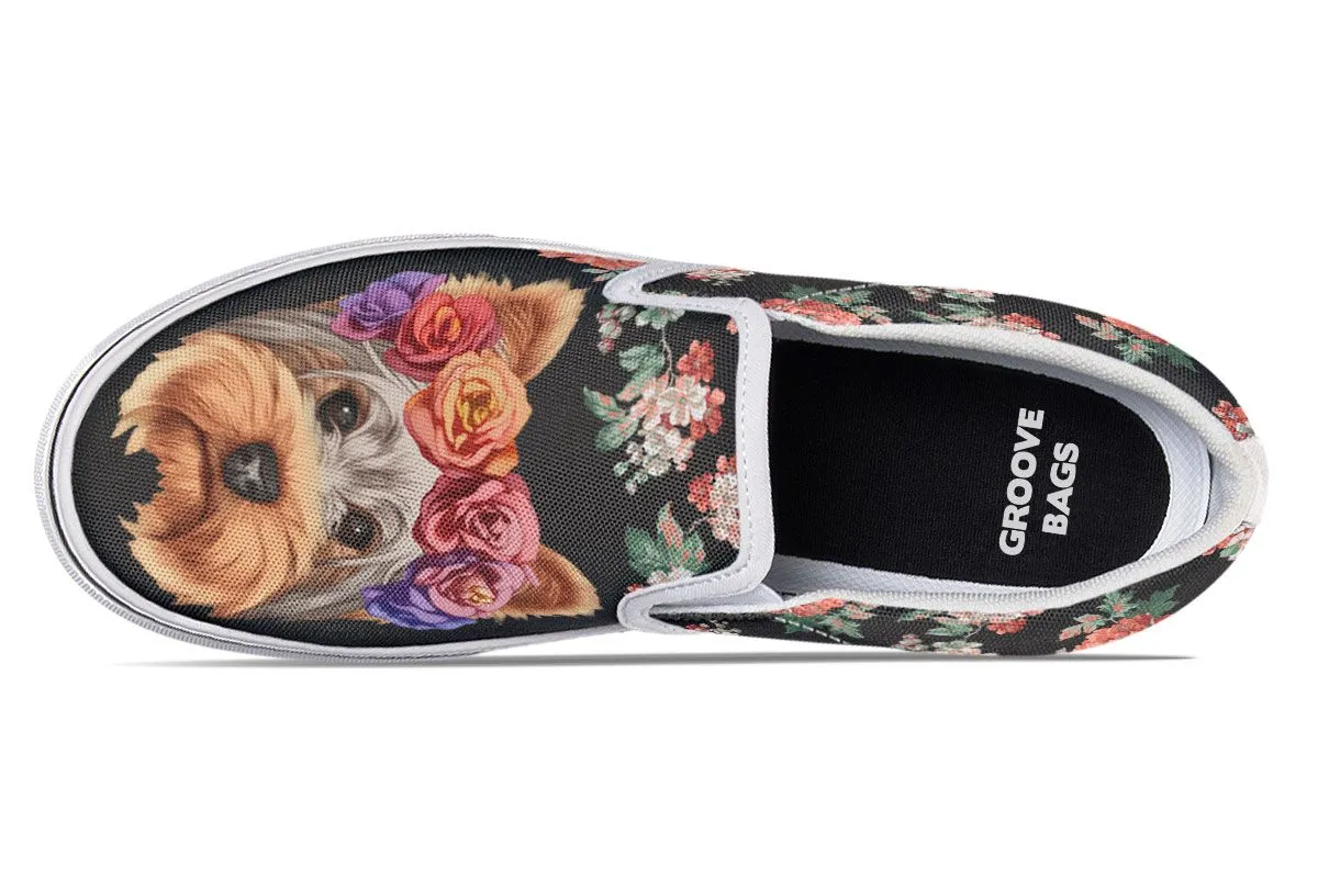 Floral Yorkie Slip-On Shoes