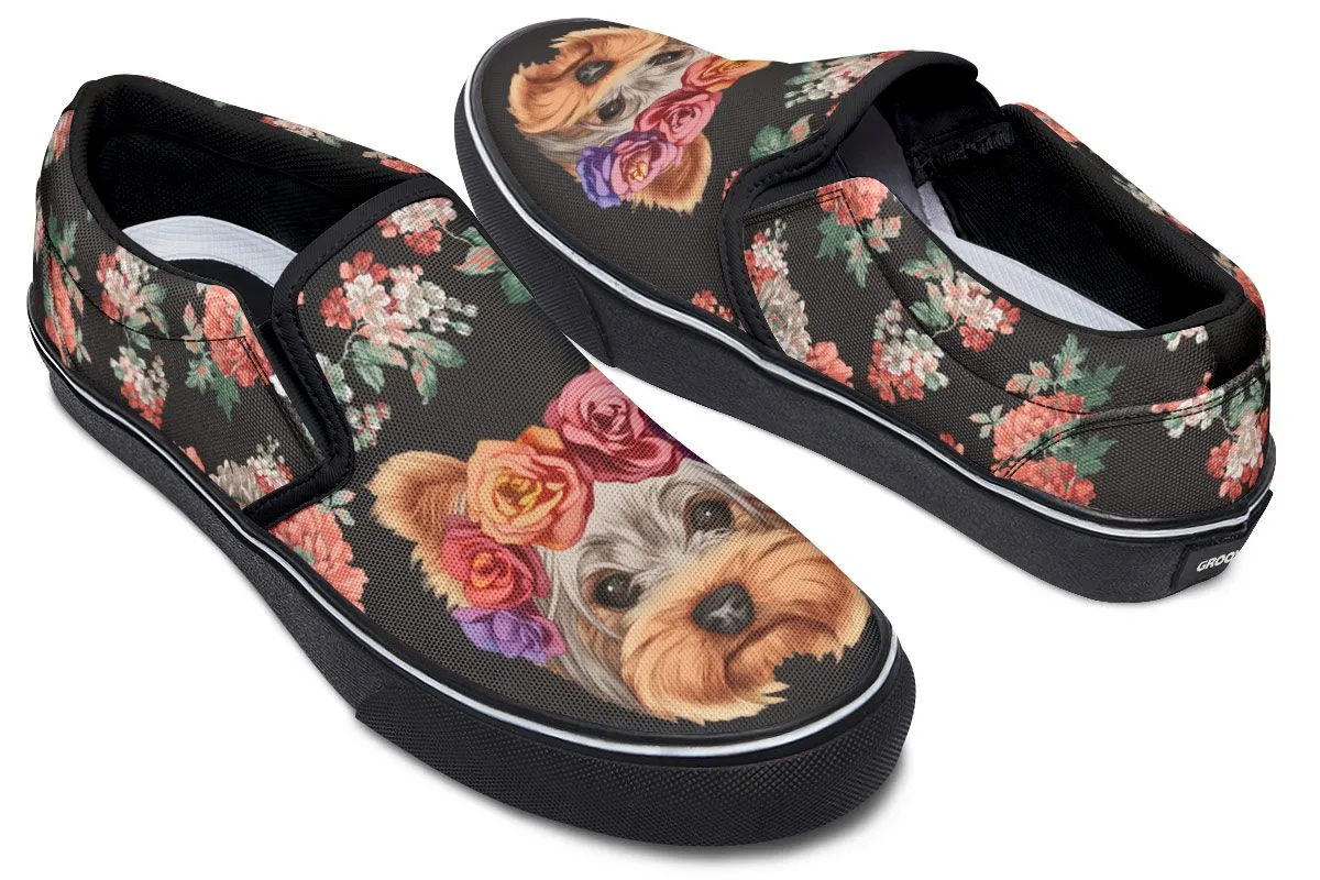 Floral Yorkie Slip-On Shoes