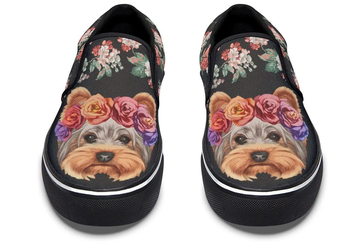 Floral Yorkie Slip-On Shoes