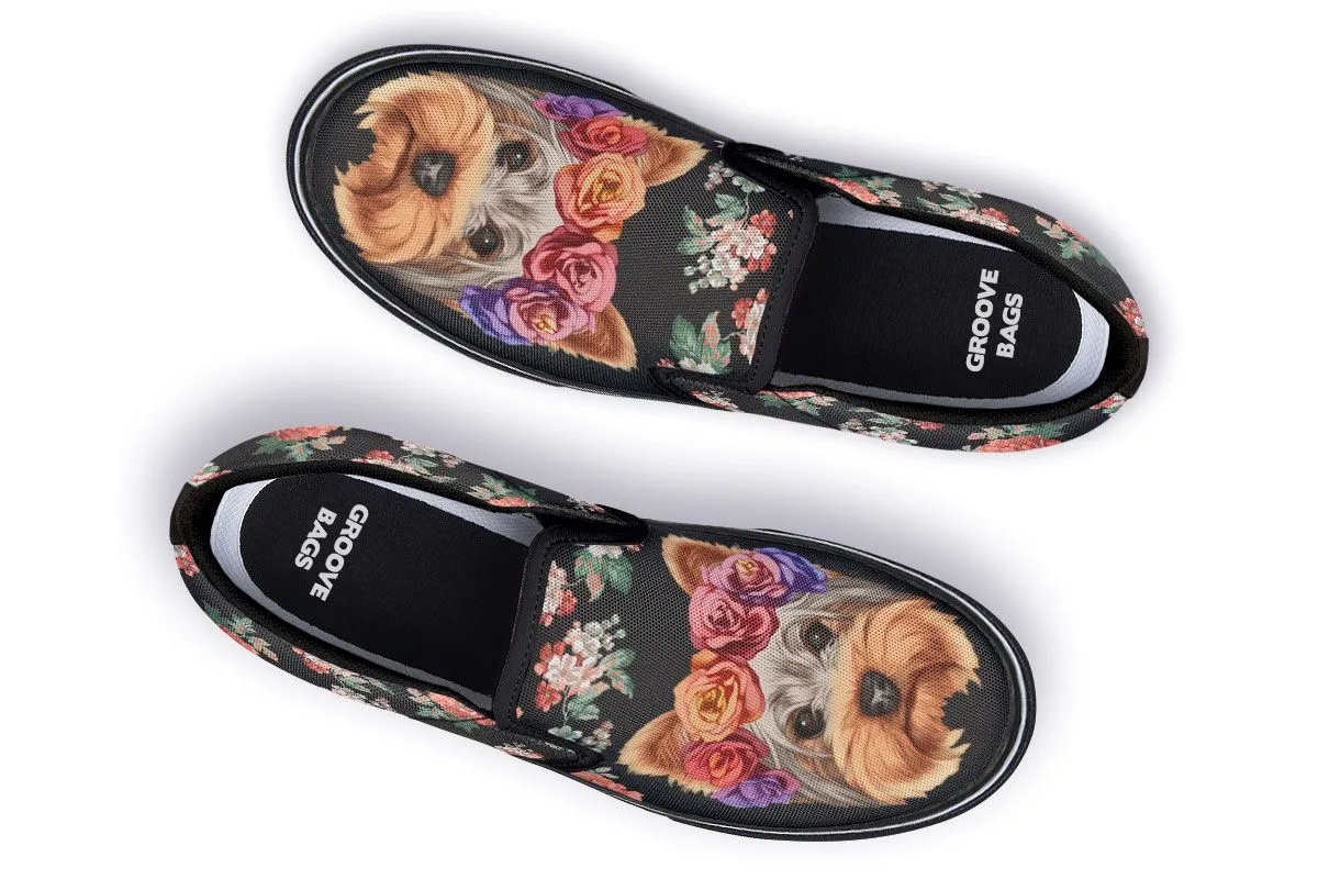 Floral Yorkie Slip-On Shoes