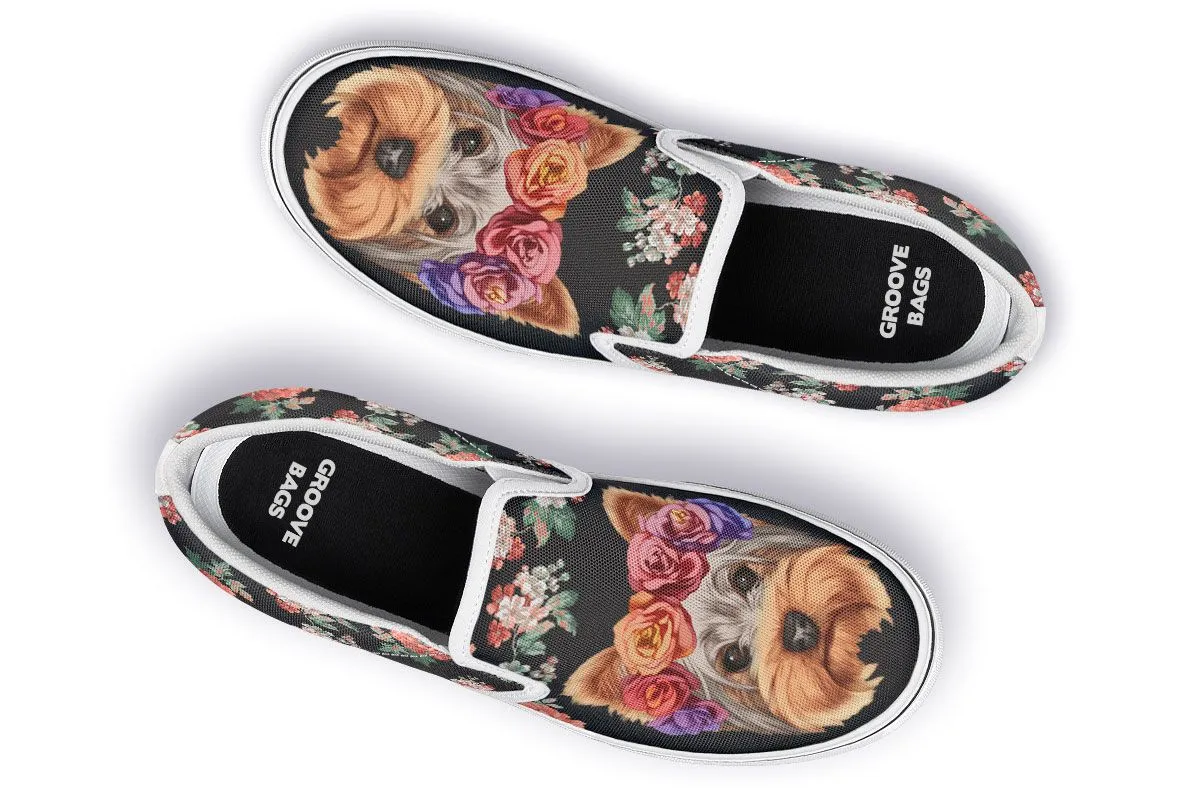 Floral Yorkie Slip-On Shoes