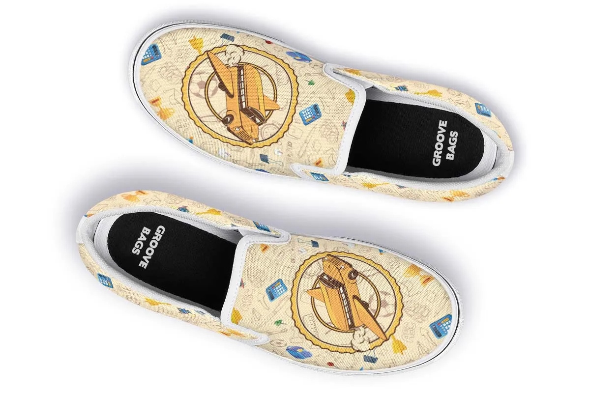 Flying School Bus Slip-On Shoes
