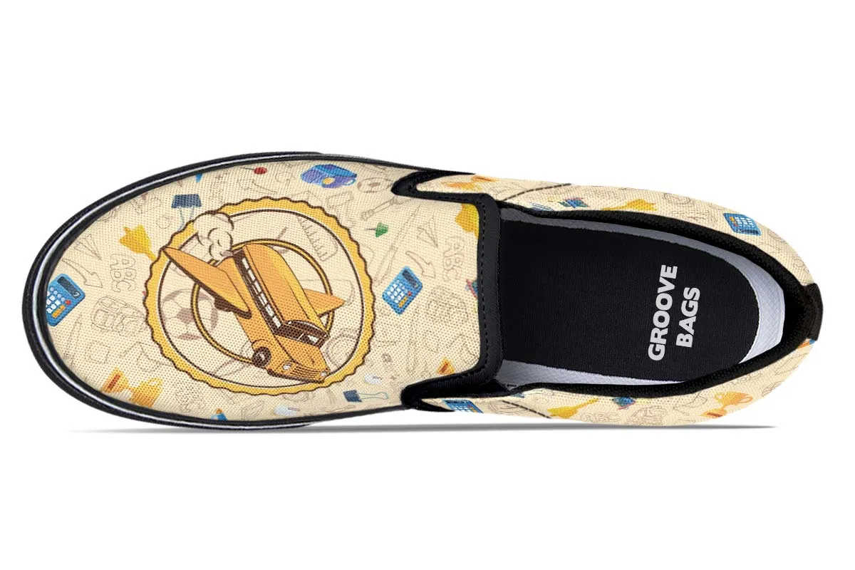 Flying School Bus Slip-On Shoes