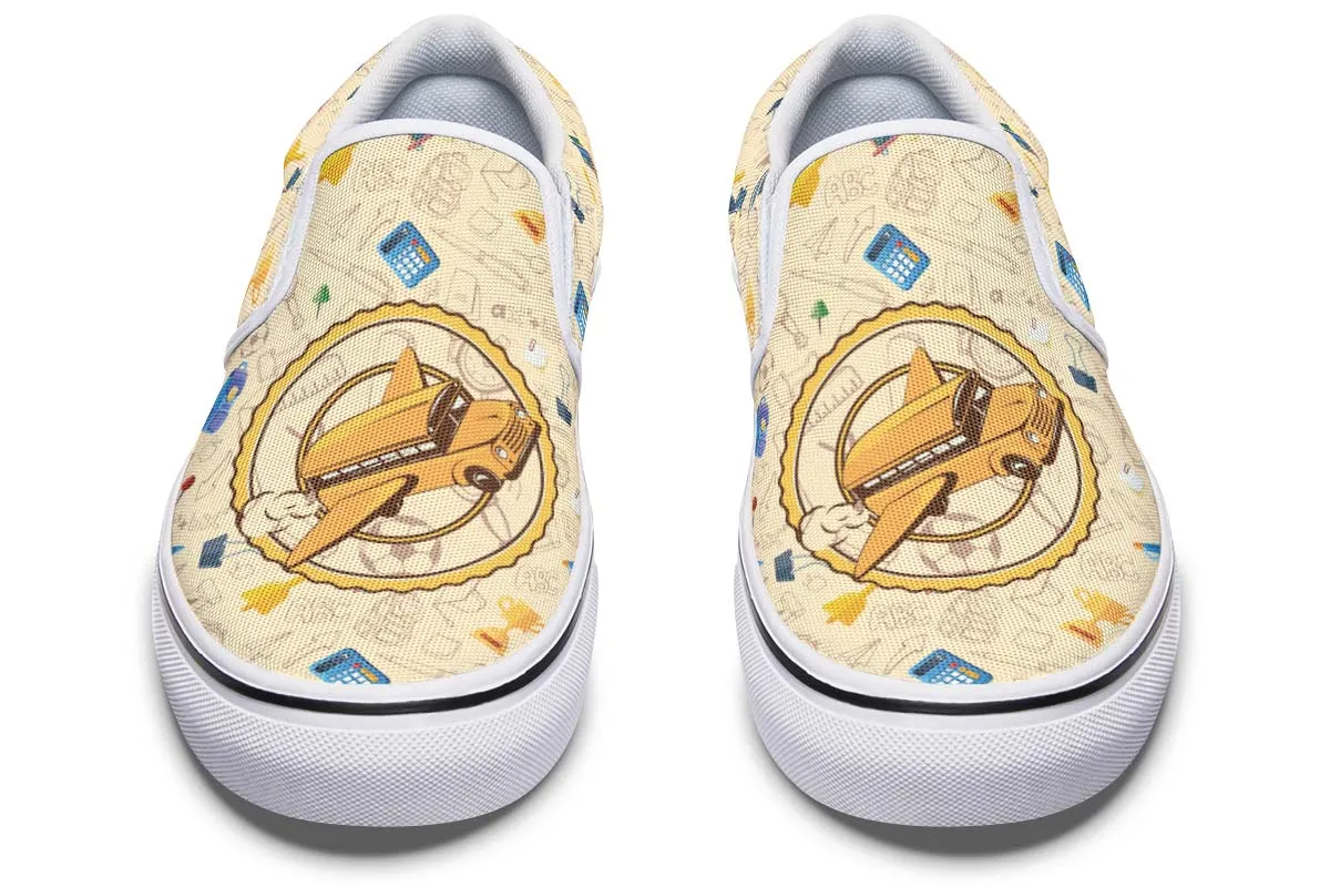 Flying School Bus Slip-On Shoes