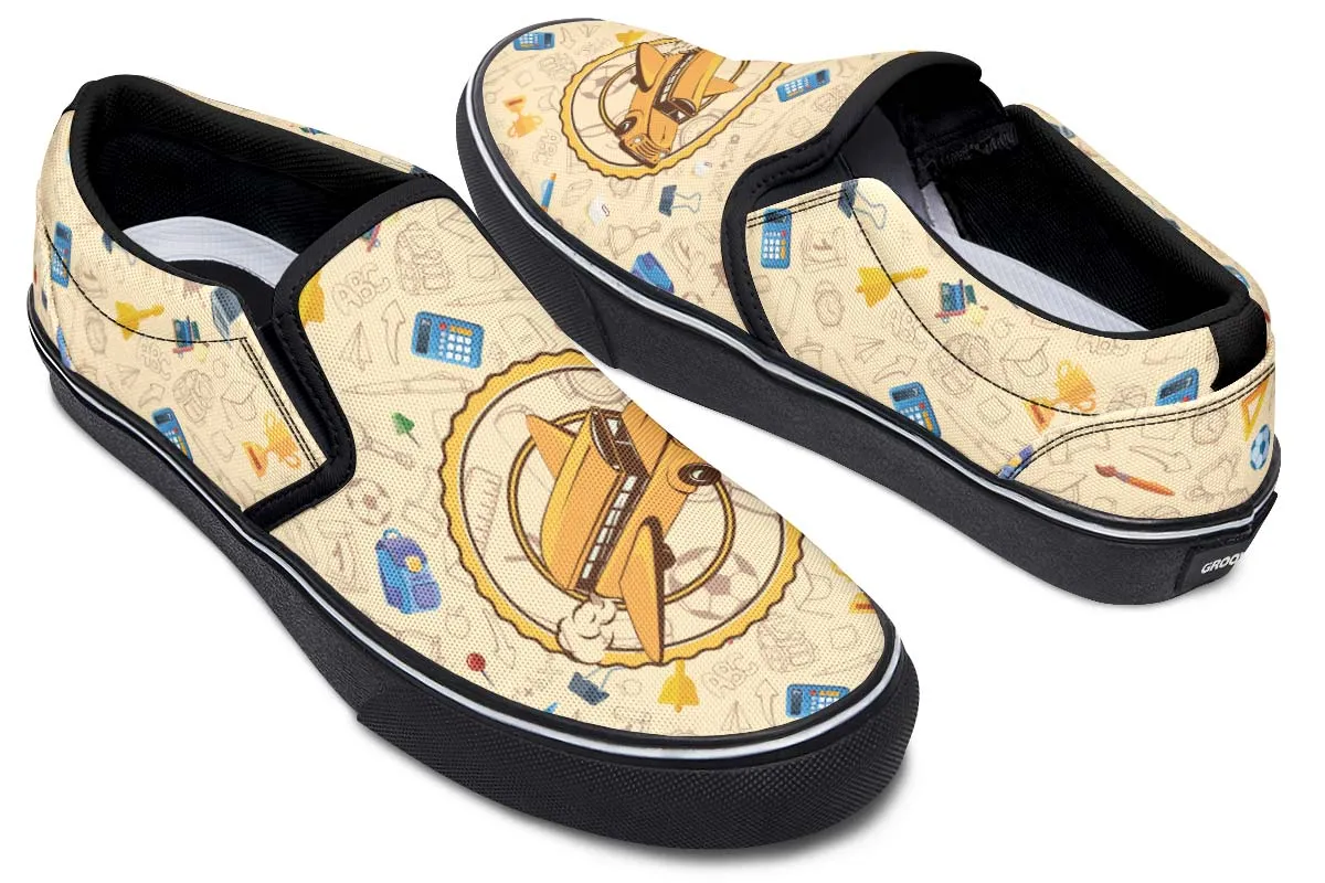 Flying School Bus Slip-On Shoes