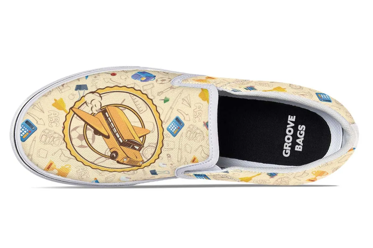 Flying School Bus Slip-On Shoes