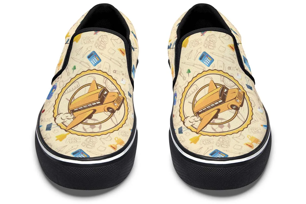 Flying School Bus Slip-On Shoes