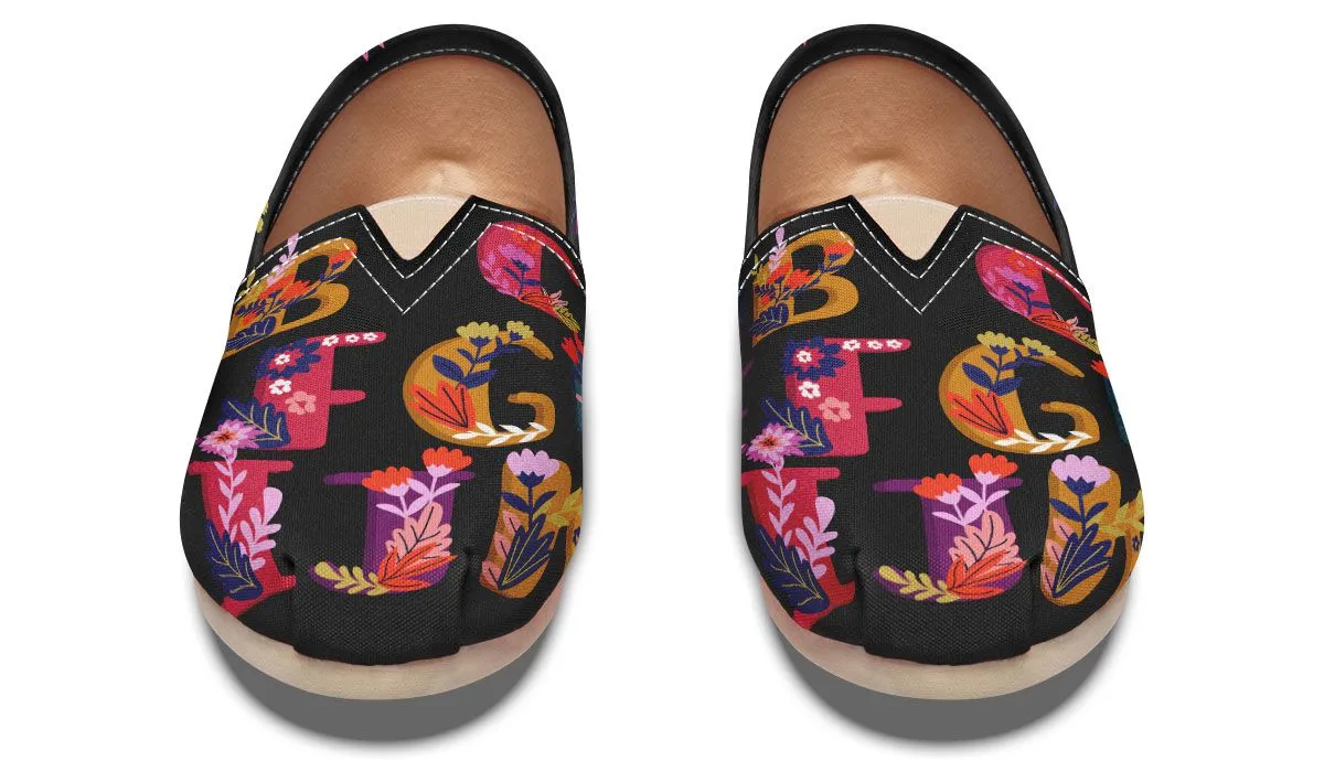 Folk Floral Alphabet Casual Shoes