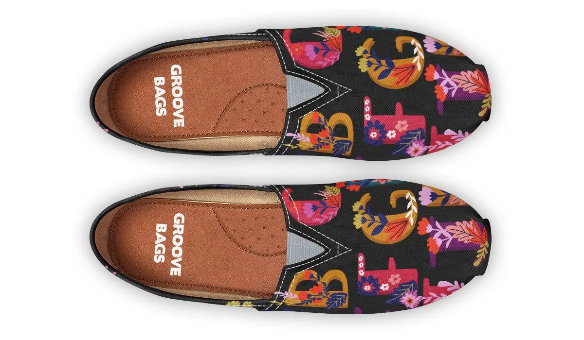 Folk Floral Alphabet Casual Shoes