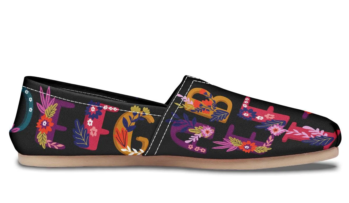 Folk Floral Alphabet Casual Shoes