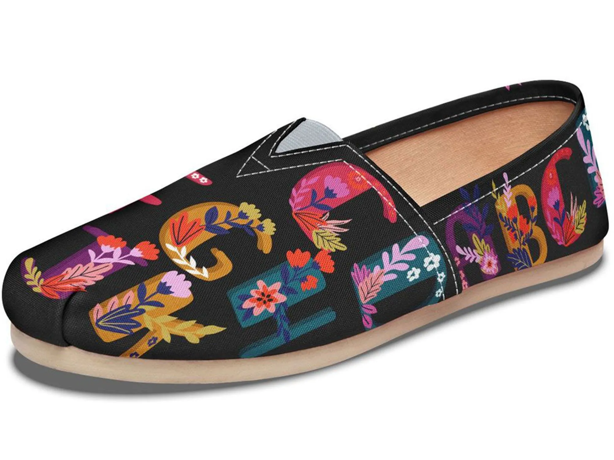 Folk Floral Alphabet Casual Shoes