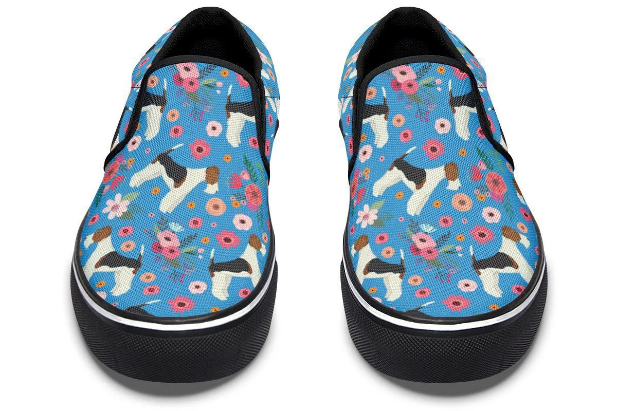 Fox Terrier Flower Slip-On Shoes