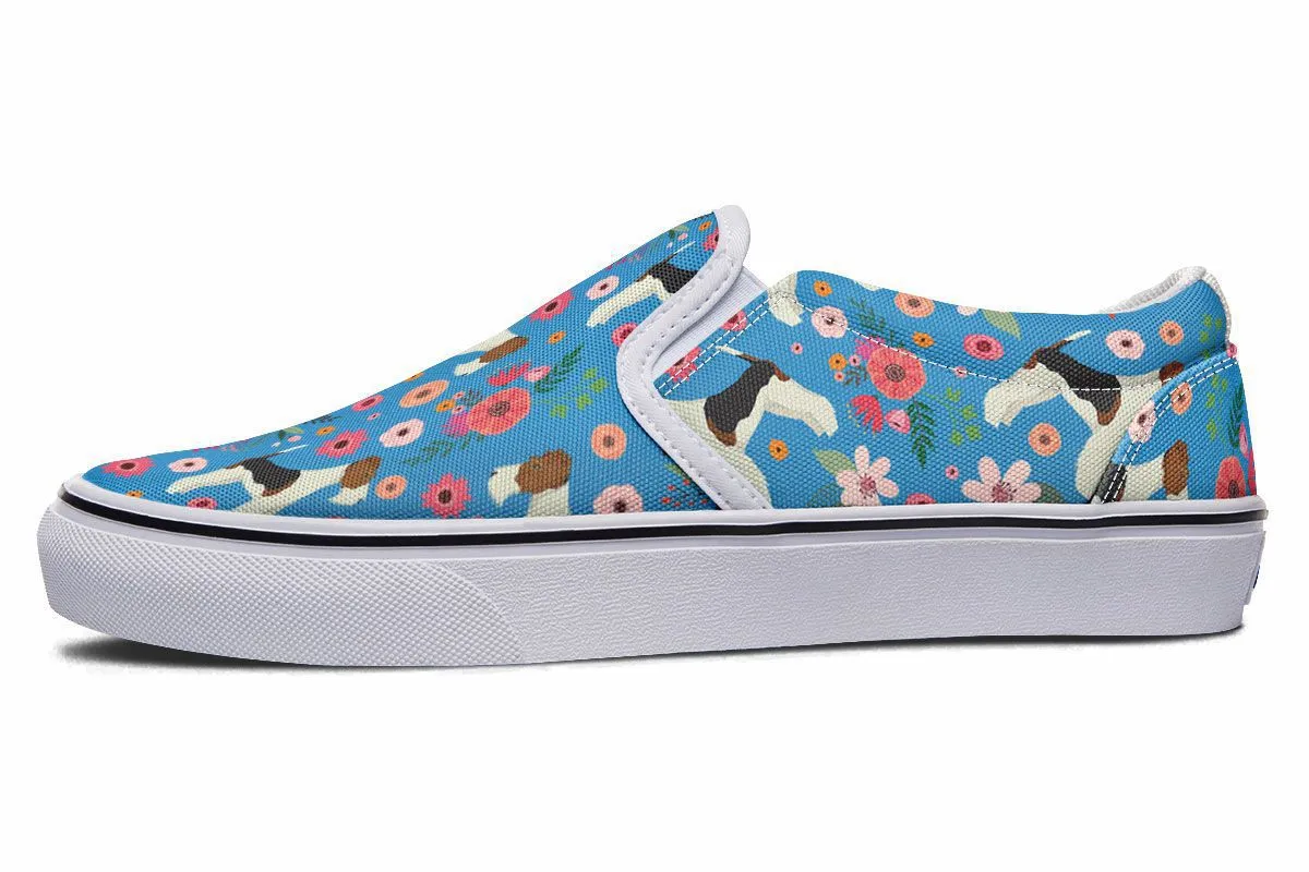 Fox Terrier Flower Slip-On Shoes