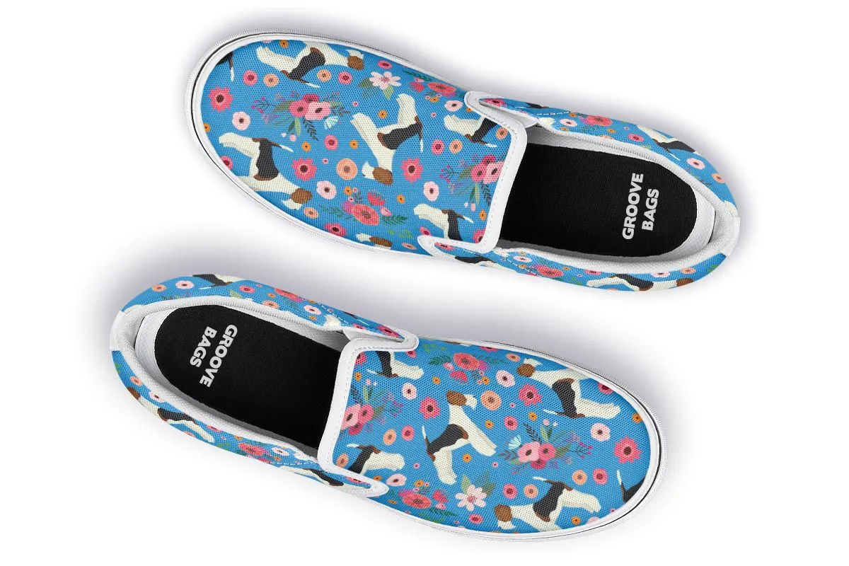 Fox Terrier Flower Slip-On Shoes