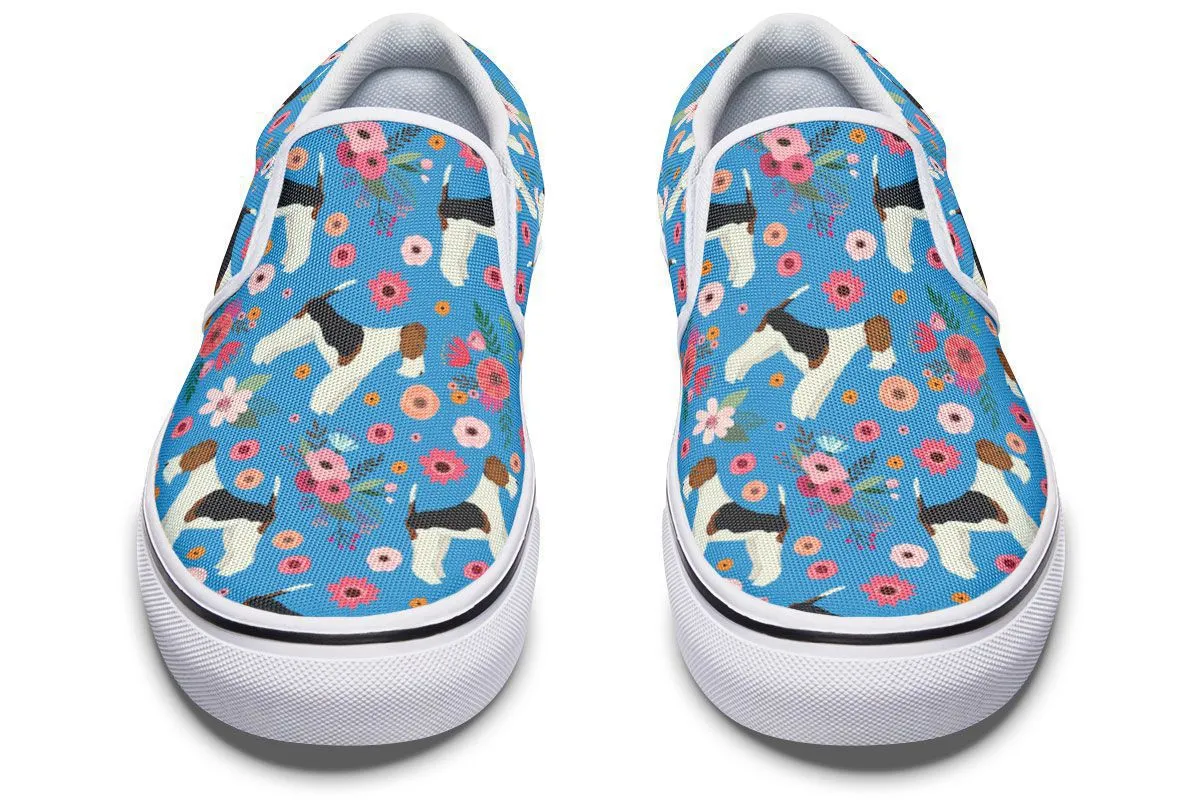 Fox Terrier Flower Slip-On Shoes