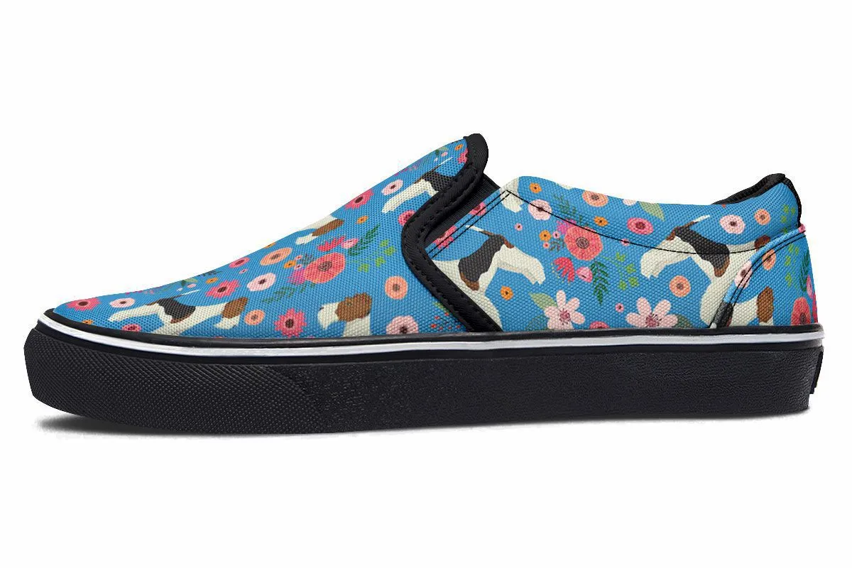 Fox Terrier Flower Slip-On Shoes