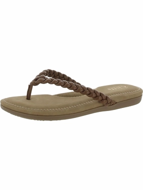 Freedom Womens Faux Leather Braided Flip-Flops