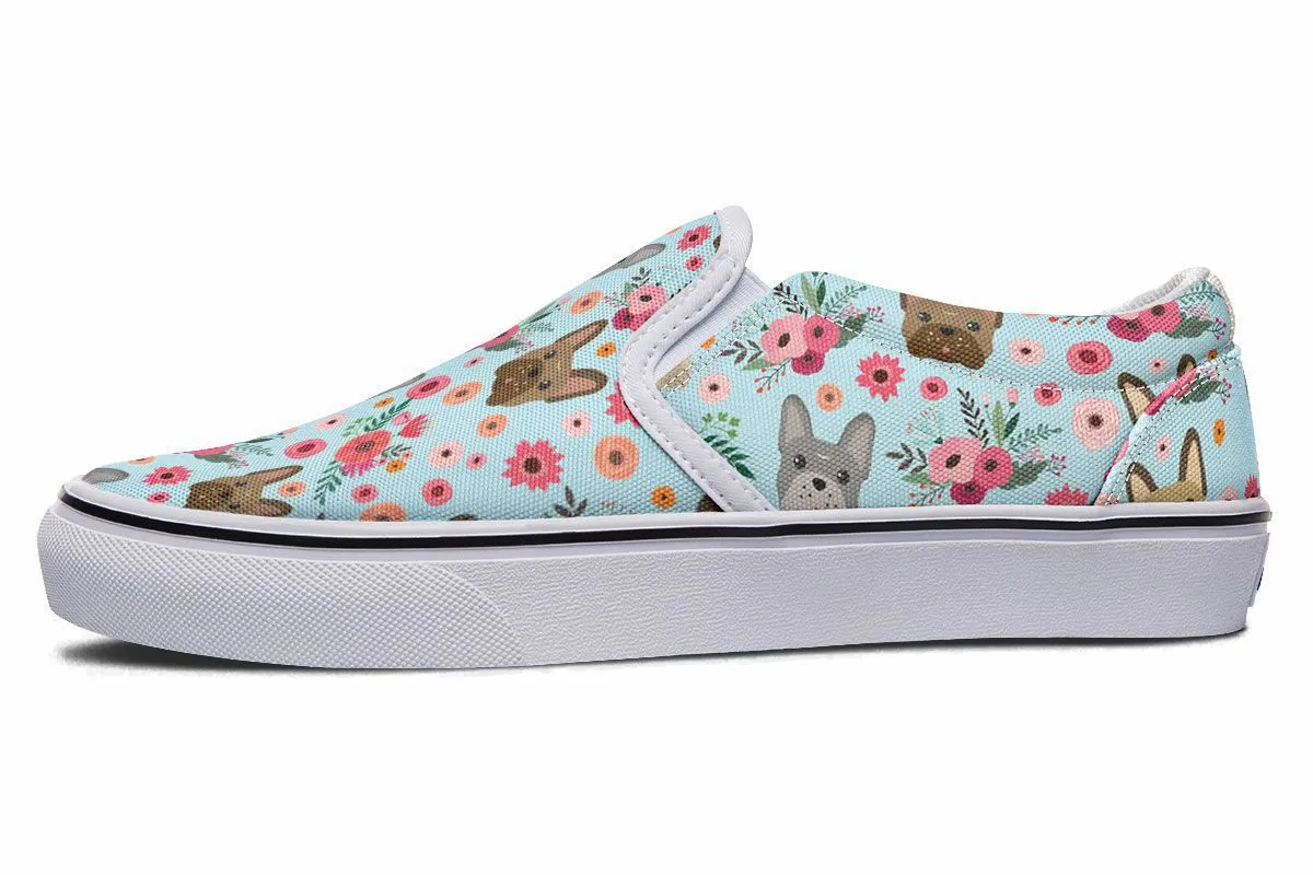 French Bulldog Flower Slip-On Shoes