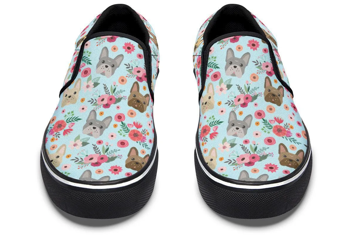 French Bulldog Flower Slip-On Shoes