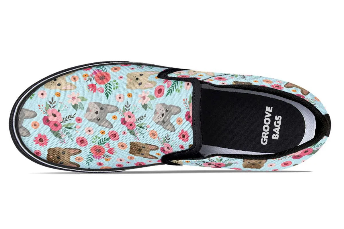 French Bulldog Flower Slip-On Shoes
