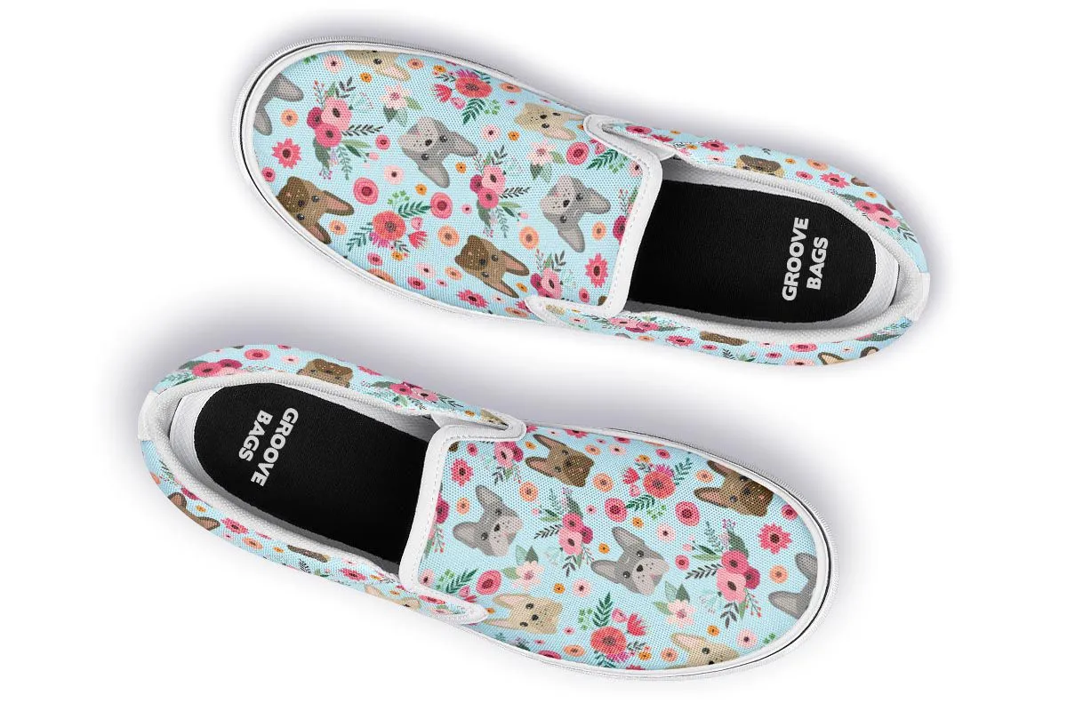 French Bulldog Flower Slip-On Shoes