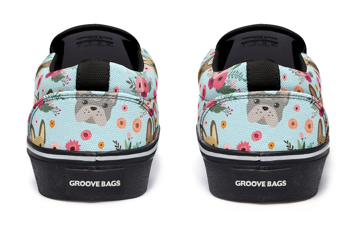French Bulldog Flower Slip-On Shoes