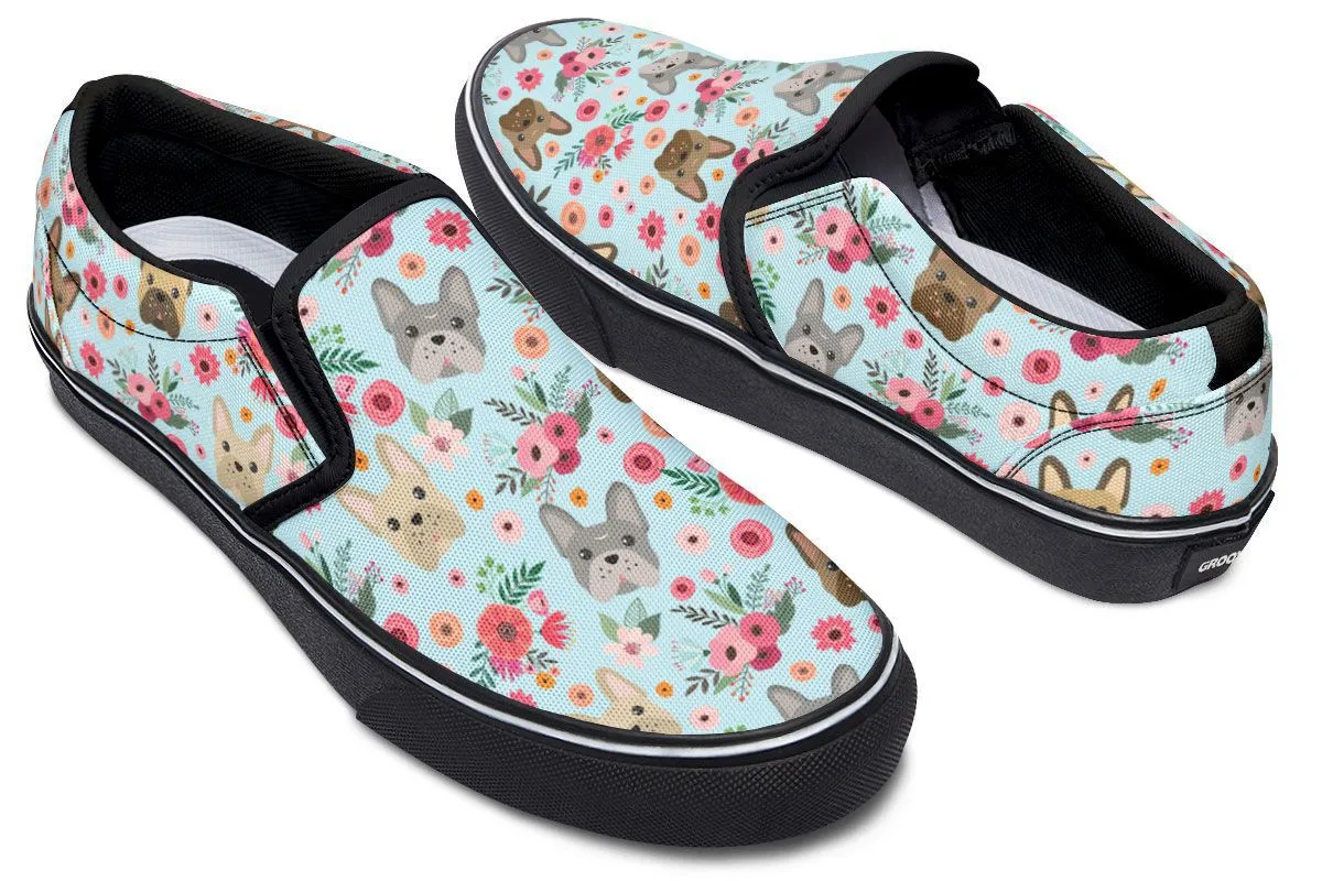 French Bulldog Flower Slip-On Shoes