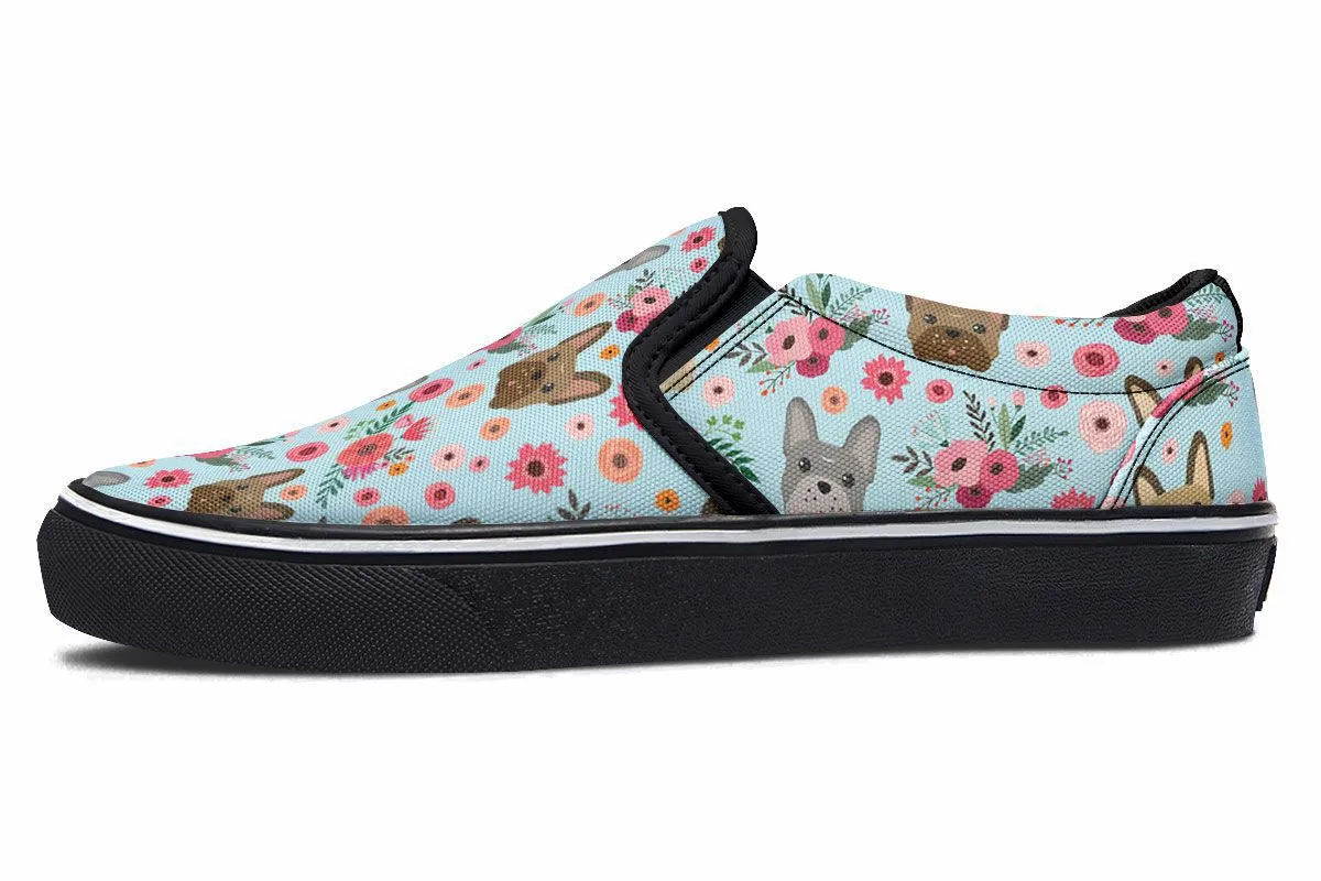 French Bulldog Flower Slip-On Shoes