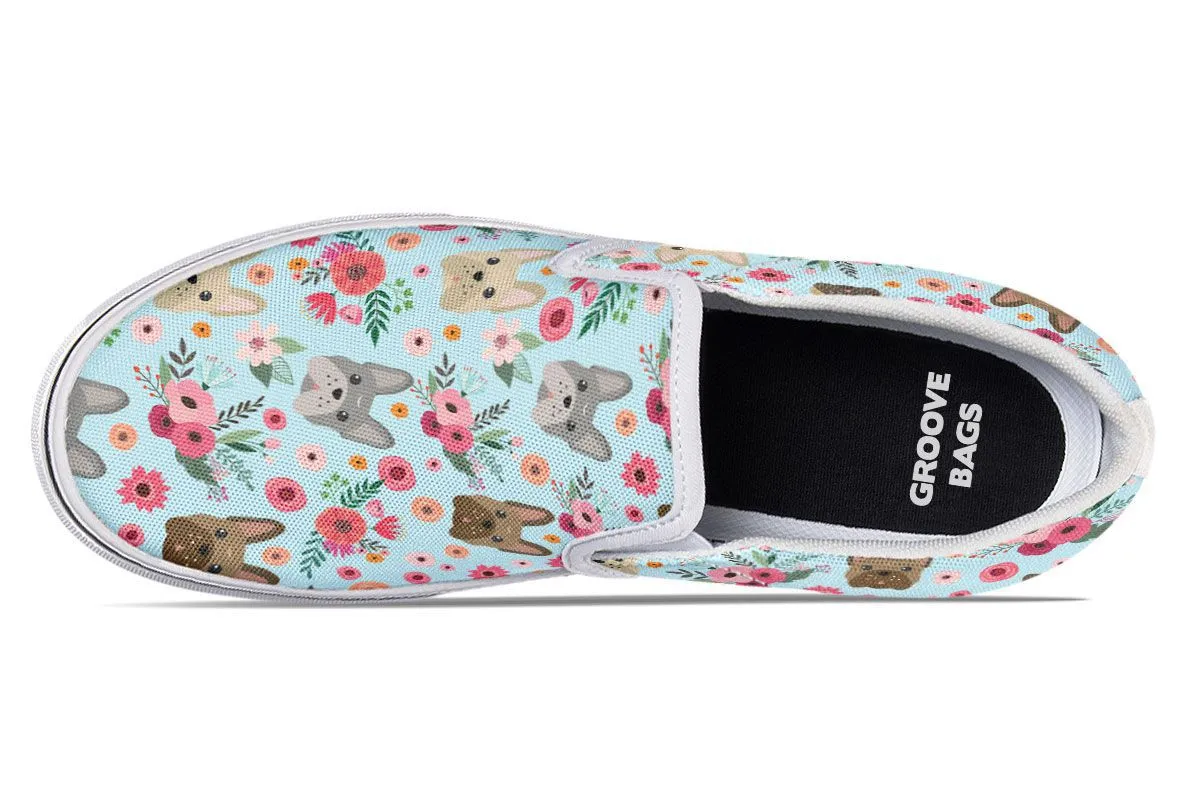 French Bulldog Flower Slip-On Shoes