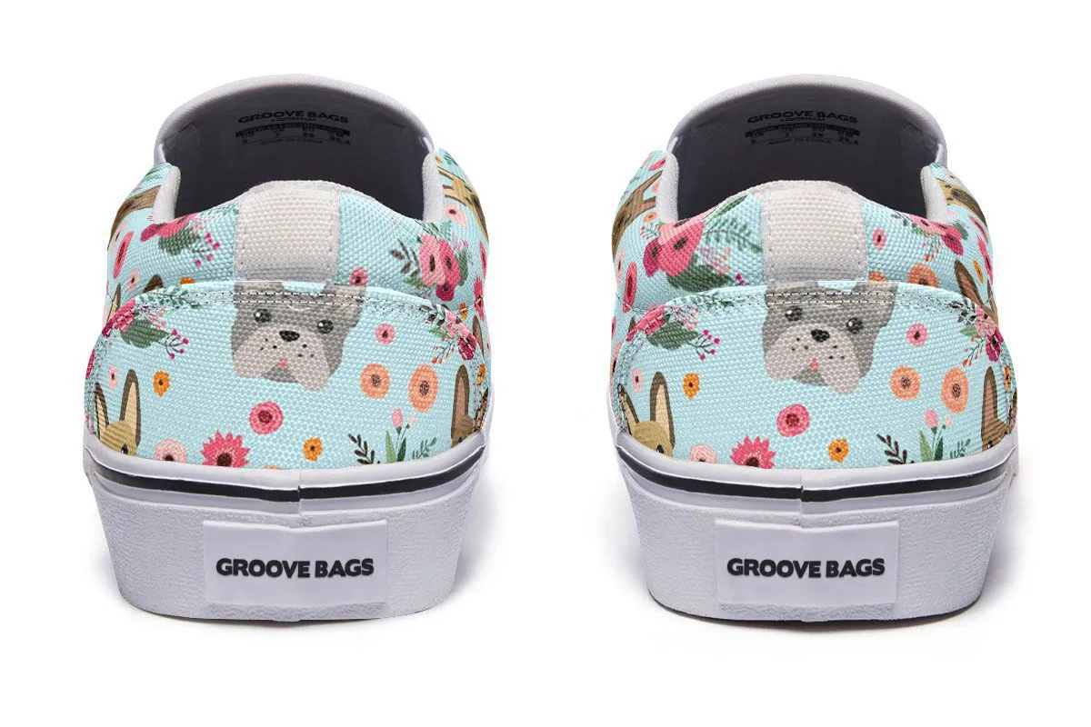 French Bulldog Flower Slip-On Shoes