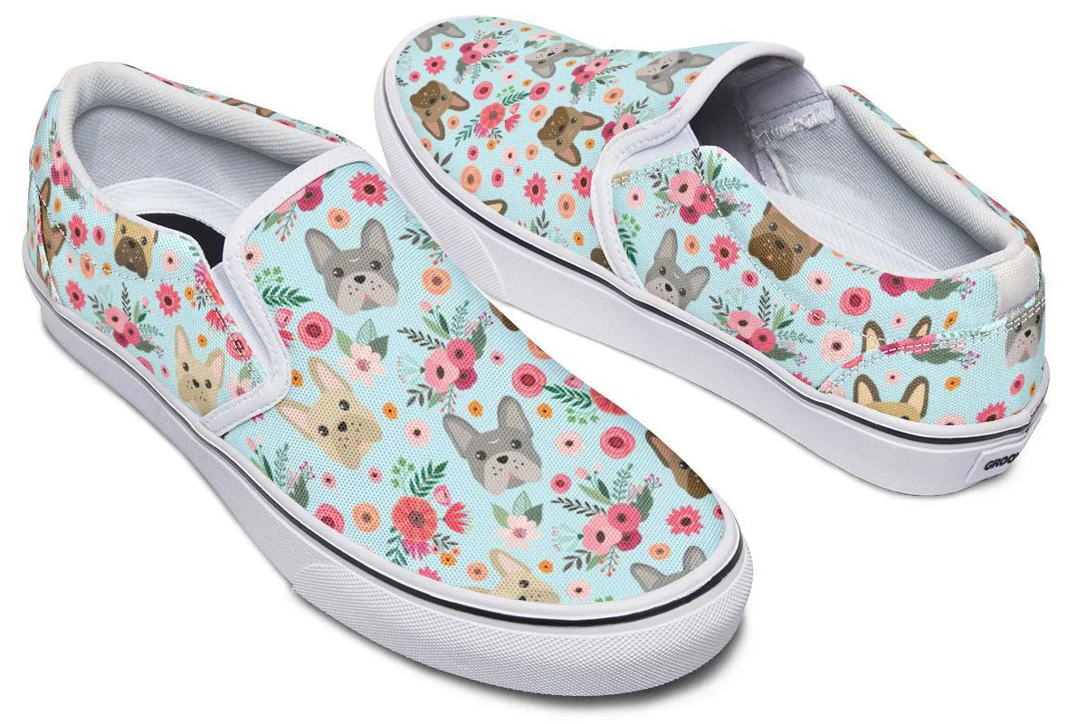 French Bulldog Flower Slip-On Shoes