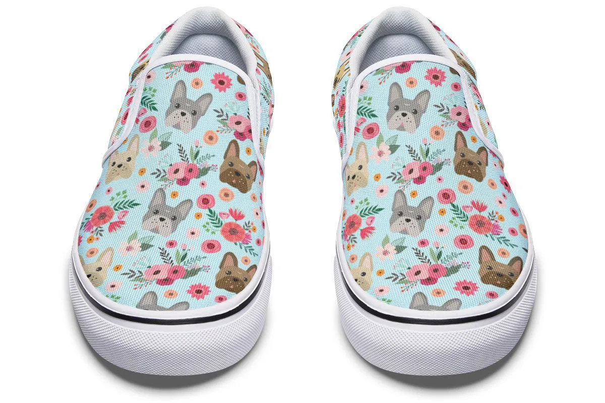 French Bulldog Flower Slip-On Shoes