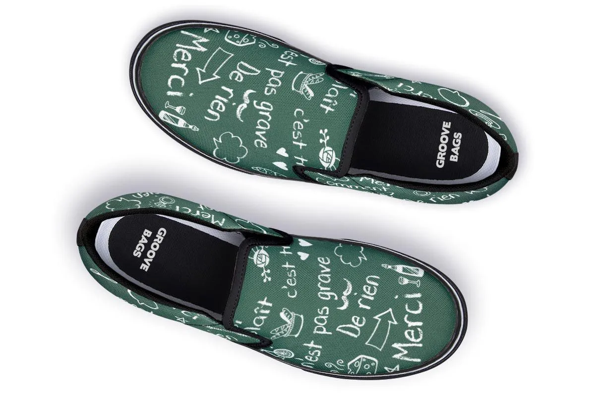 French Chalk Board Slip-On Shoes