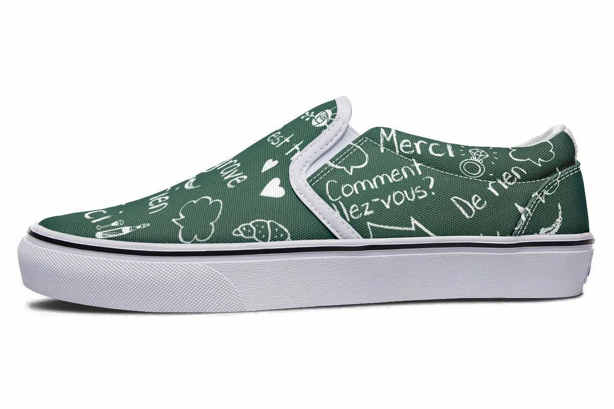 French Chalk Board Slip-On Shoes