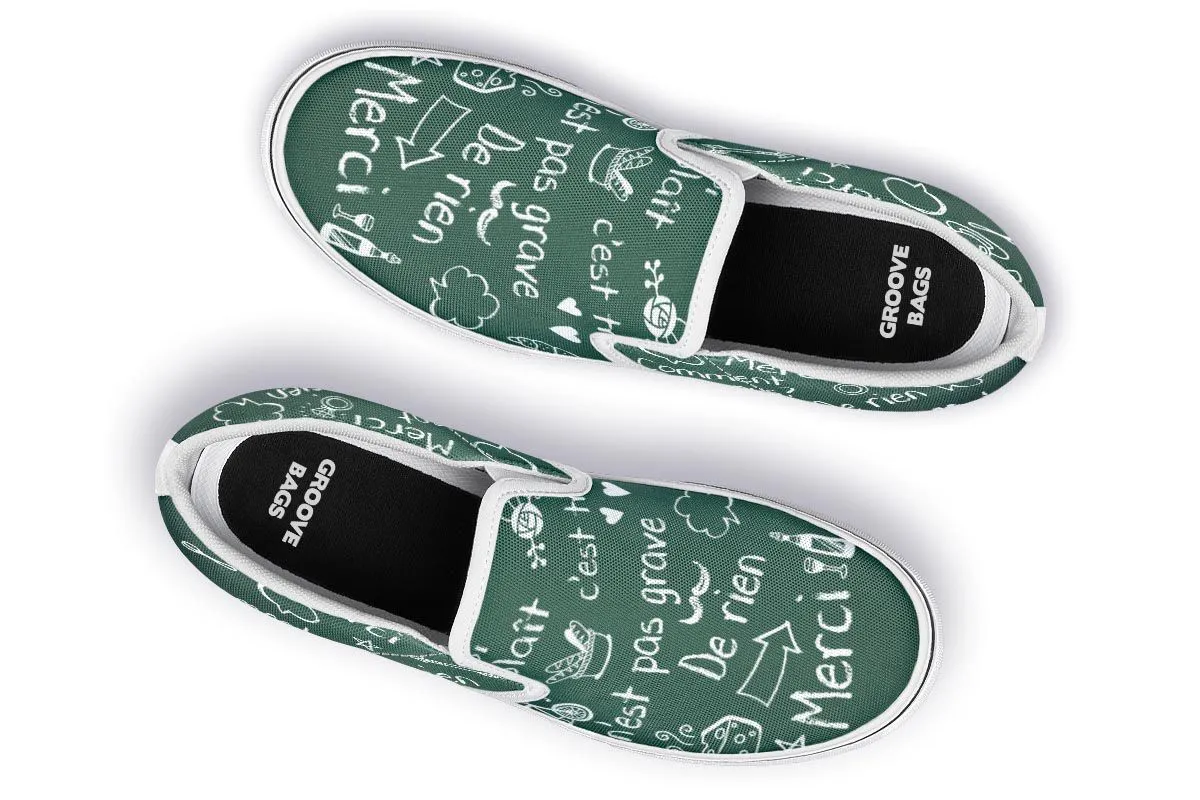 French Chalk Board Slip-On Shoes