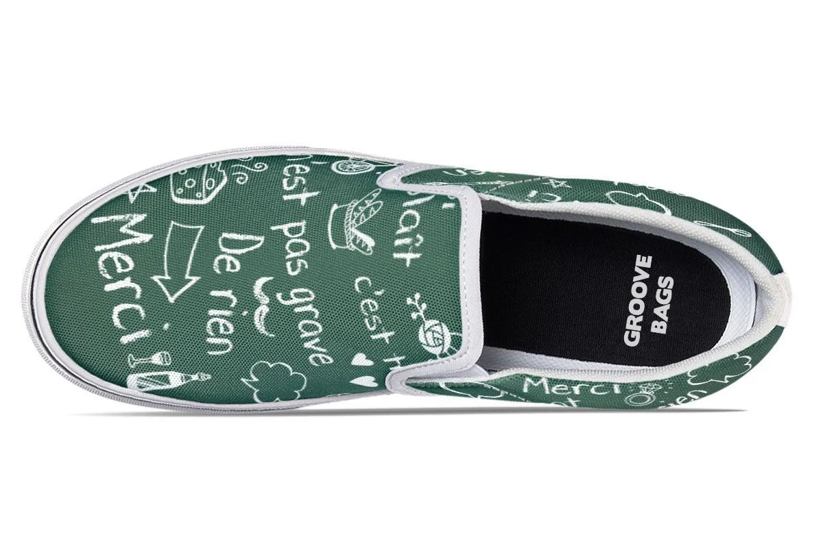 French Chalk Board Slip-On Shoes