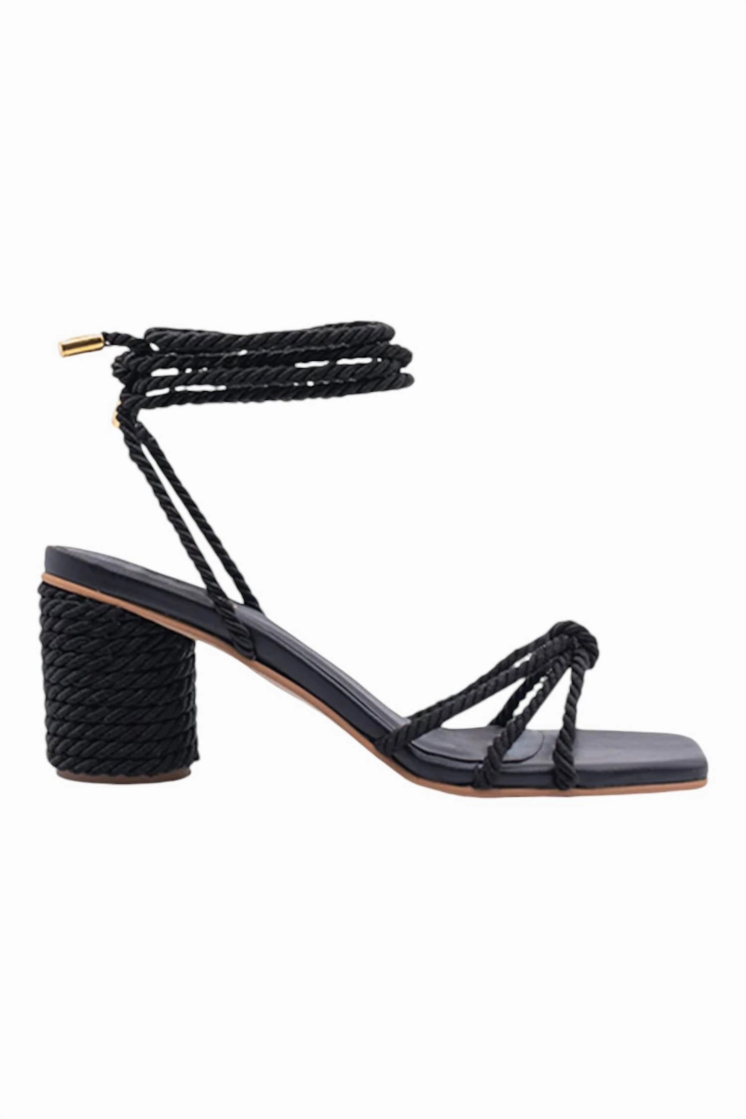 Frida Knotted Heel Sandal In Black